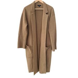 J Crew XS Long Chestnut Brown Wool Blend Open Cardigan Knit Duster Eloise XS